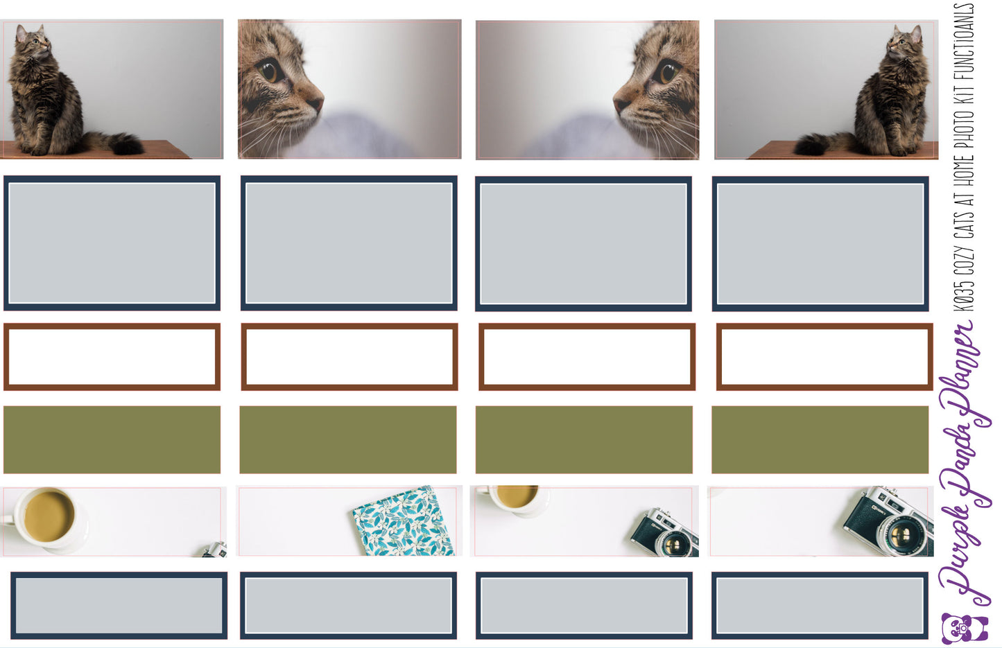 Cozy Cats at Home Photo Kit for Planner or Bullet Journal, Functional Stickers (K033)