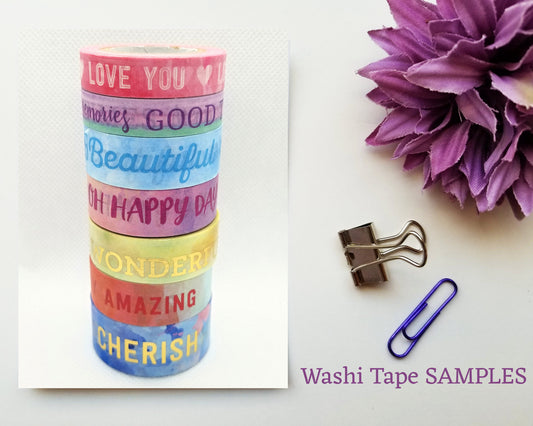 Pastel Quotes Washi Tape SAMPLES with Foil Options
