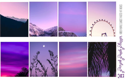 Purple Sunset Weekly Photo Kit for Planner or Bullet Journal, Functional Stickers
