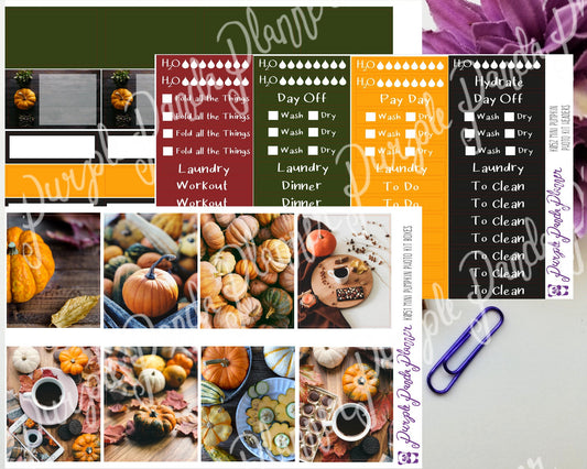 Mini Pumpkin Weekly Photo Kit for Planner or Bullet Journal, Functional Stickers (K051)