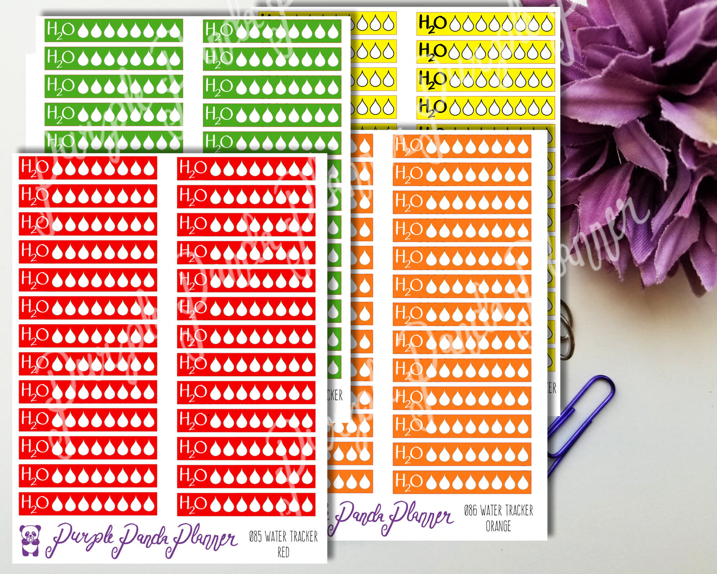 Hydrate Water Trackers Primary Stickers for Planner or Bullet Journal | 085 86 87 88