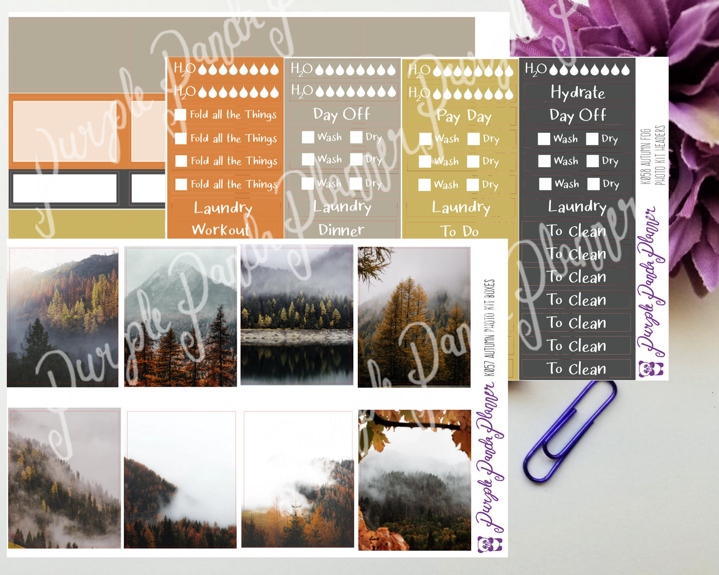 Autumn Fog Weekly Photo Kit for Planner or Bullet Journal, Functional Stickers (K057)
