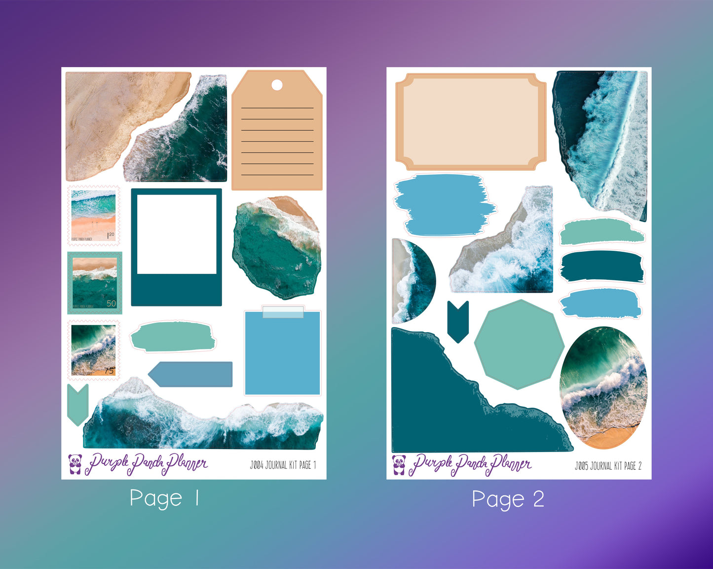 Photo Journal Sticker Kit | Aerial Beach Waves | J004-J006