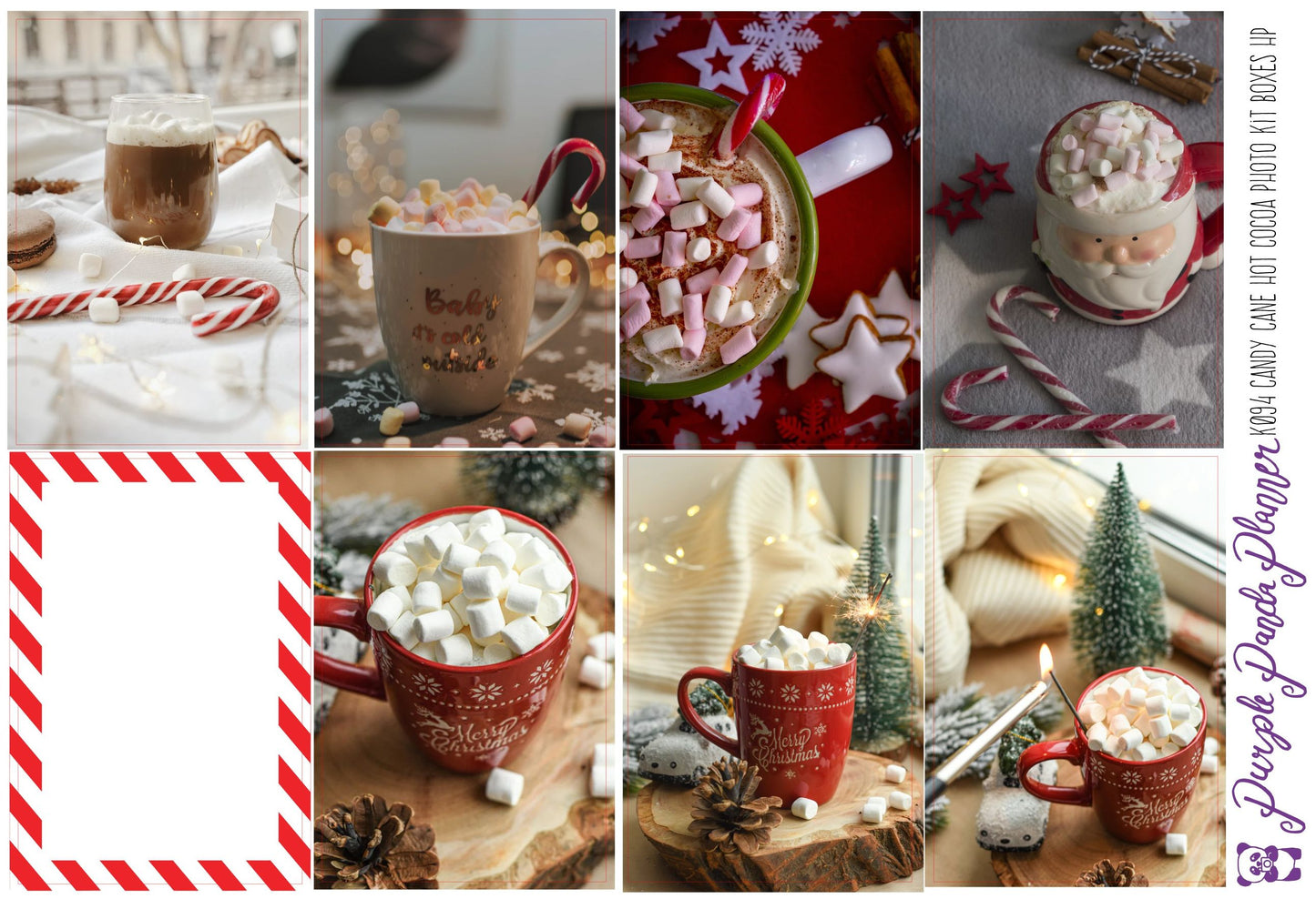 HP Classic - Candy Cane Hot Cocoa Weekly Photo Kit for Planner or Bullet Journal, Functional Stickers