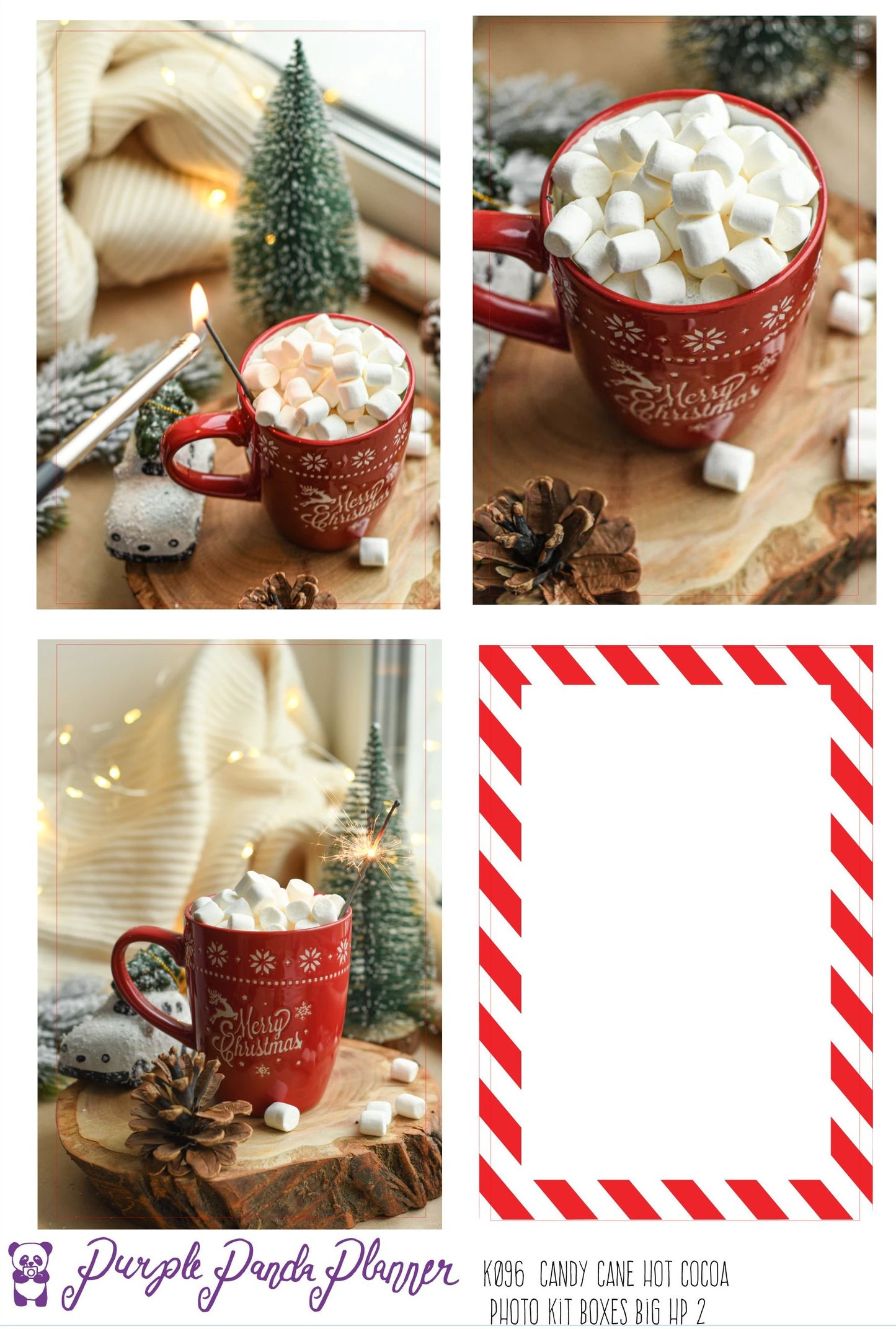 HP Big - Candy Cane Hot Cocoa Weekly Photo Kit for Planner or Bullet Journal, Functional Stickers