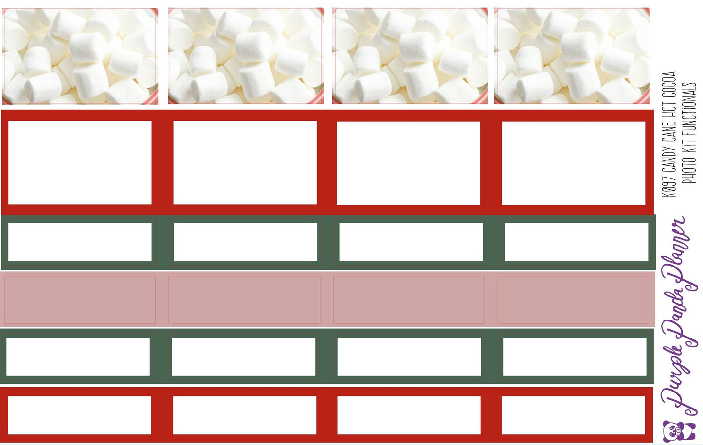Standard Vertical - Candy Cane Hot Cocoa Weekly Photo Kit for Planner or Bullet Journal, Functional Stickers