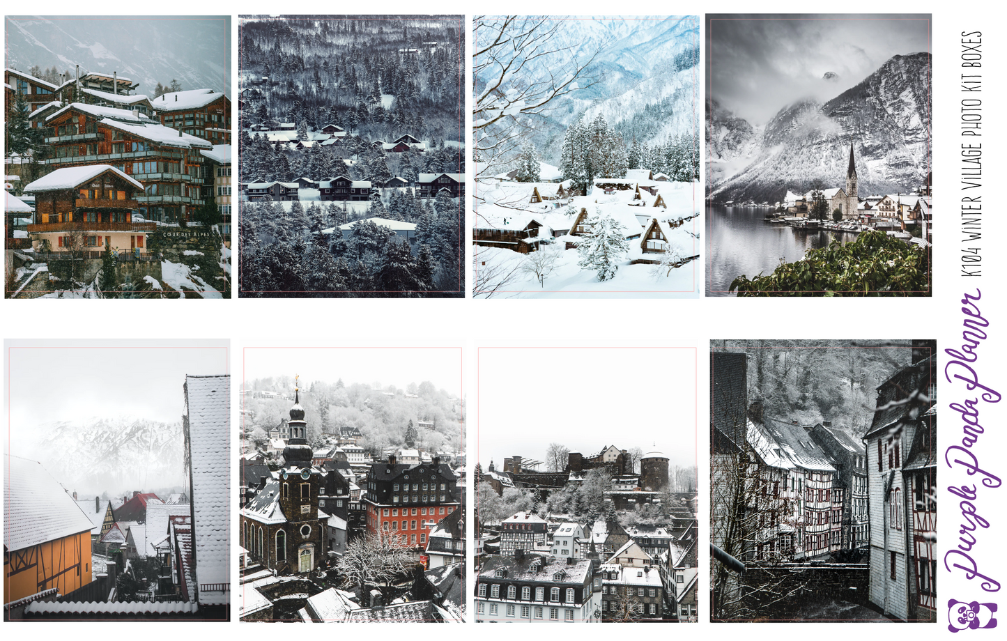 Standard Vertical - Winter Village Weekly Photo Kit for Planner or Bullet Journal, Functional Stickers (K104)