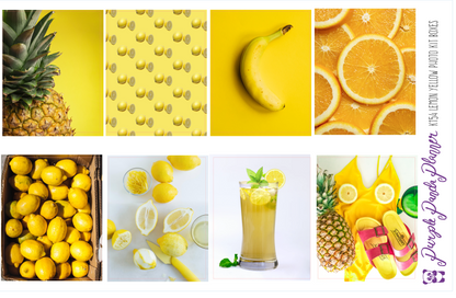 Standard Vertical - Lemon Yellow Weekly Photo Kit for Planner or Bullet Journal, Functional Stickers (K154)