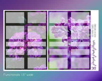 Vertical Weekly Photo Kit | Purple Flowers | Stickers for Planner, or Bullet Journal (K258-261)