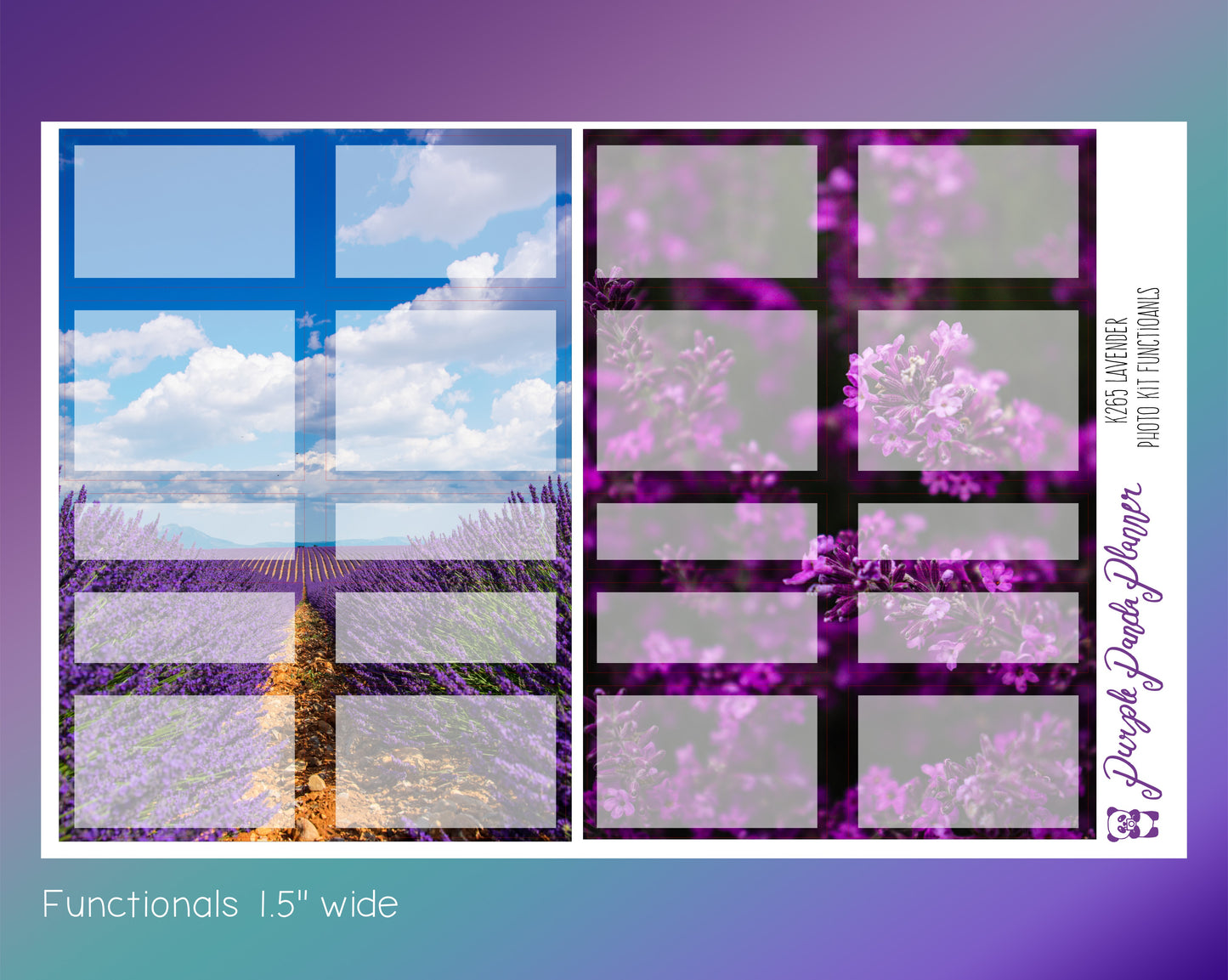Vertical Weekly Photo Kit | Lavender | Stickers for Planner, or Bullet Journal (K262-265)