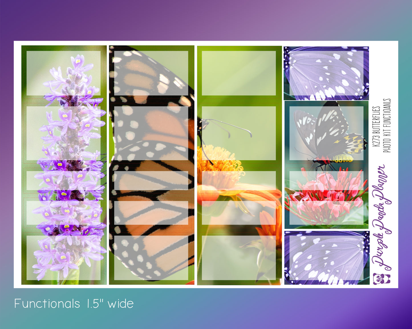 Vertical Weekly Photo Kit | Butterflies | Stickers for Planner, or Bullet Journal (K270-273)