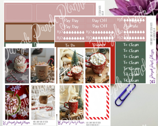 HP Big - Candy Cane Hot Cocoa Weekly Photo Kit for Planner or Bullet Journal, Functional Stickers
