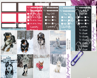 HP Classic - Dogs in the Snow Weekly Photo Kit for Planner or Bullet Journal, Functional Stickers (K086-088)