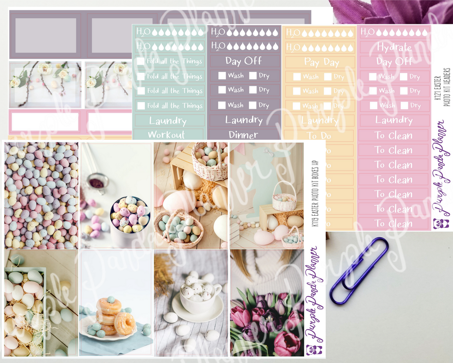 HP Classic - Pastel Easter Weekly Photo Kit for Planner or Bullet Journal, Functional Stickers (K119)
