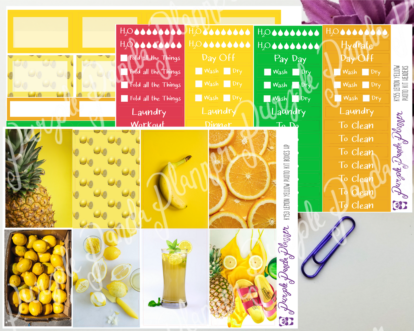 HP Classic - Lemon Yellow Weekly Photo Kit for Planner or Bullet Journal, Functional Stickers (K153)