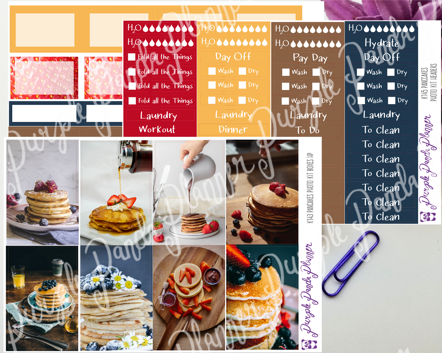 HP Classic - Pancakes Weekly Photo Kit for Planner or Bullet Journal, Functional Stickers (K143)