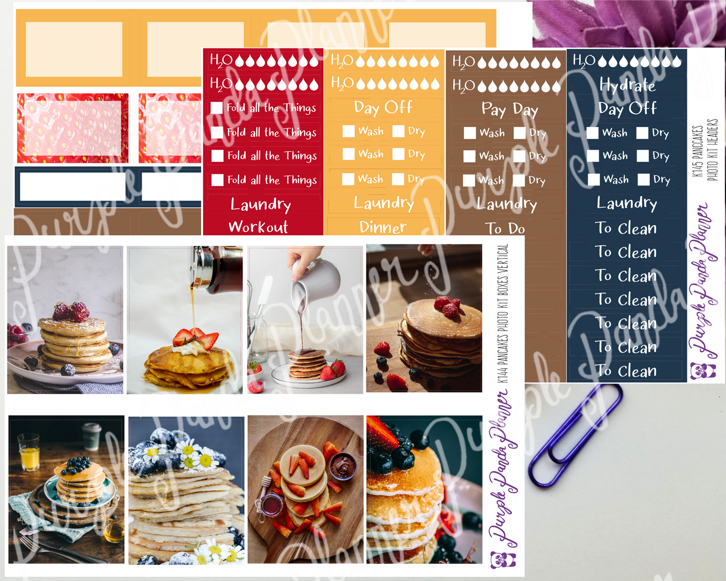 Standard Vertical - Pancakes Weekly Photo Kit for Planner or Bullet Journal, Functional Stickers | K144