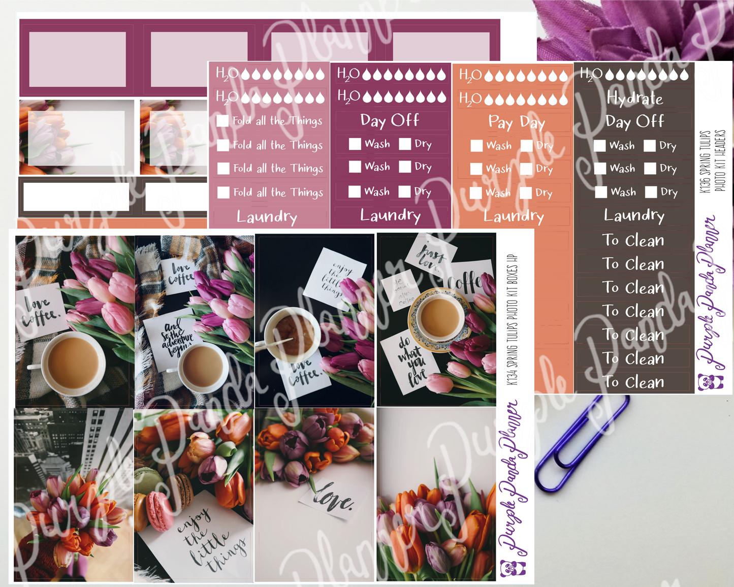 HP Classic - Spring Tulips Weekly Photo Kit for Planner or Bullet Journal, Functional Stickers (K134)