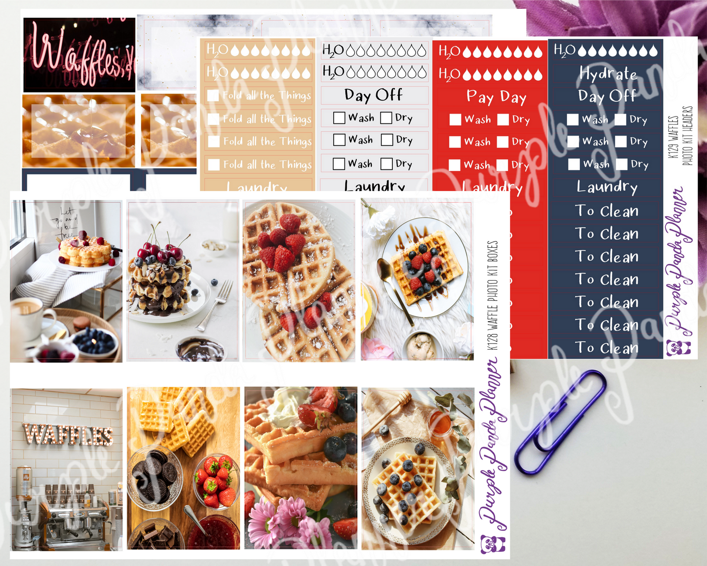 Standard Vertical - Waffles Weekly Photo Kit for Planner or Bullet Journal, Functional Stickers | K128