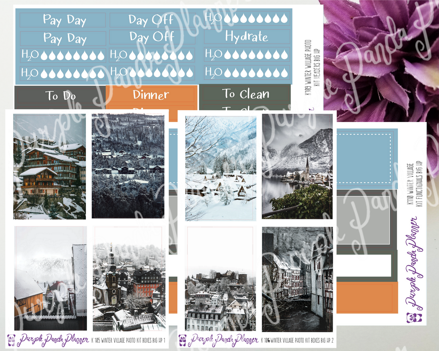 HP Big -Winter VillageWeekly Photo Kit for Planner or Bullet Journal, Functional Stickers (K105-K110)