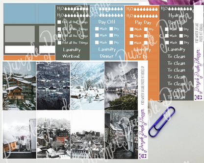 HP Classic - Winter Village Weekly Photo Kit for Planner or Bullet Journal, Functional Stickers (K103)