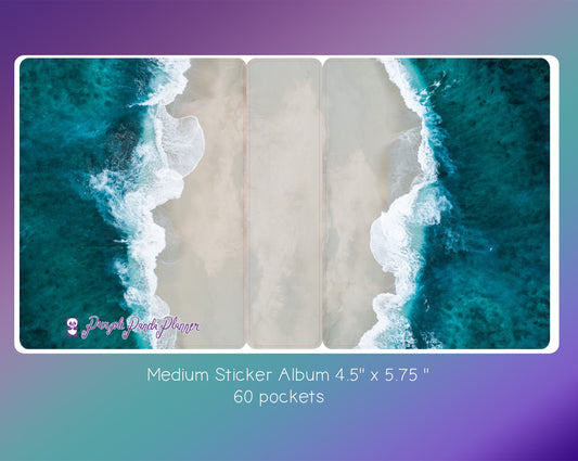 Medium Sticker Album (4.5" x 5.75") - Aerial Beach Waves Cover