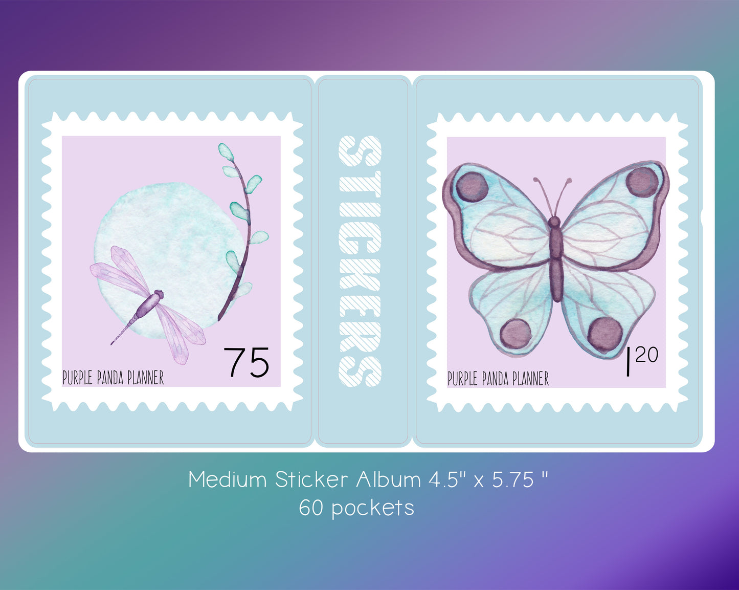 Medium Sticker Album (4.5" x 5.75") - Violet Butterfly Stamps Cover
