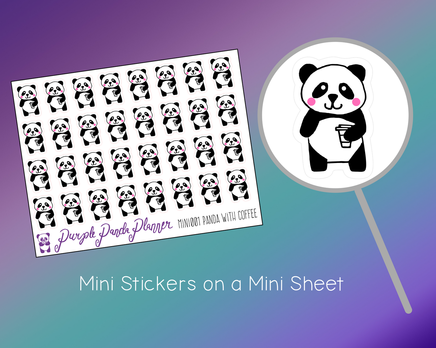 Panda with Coffee Mini001 Planner or Bullet Journal Sticker for Functional Planning