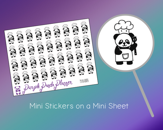 Panda Baker / Chef Mini006 Planner or Bullet Journal Sticker for Functional Planning