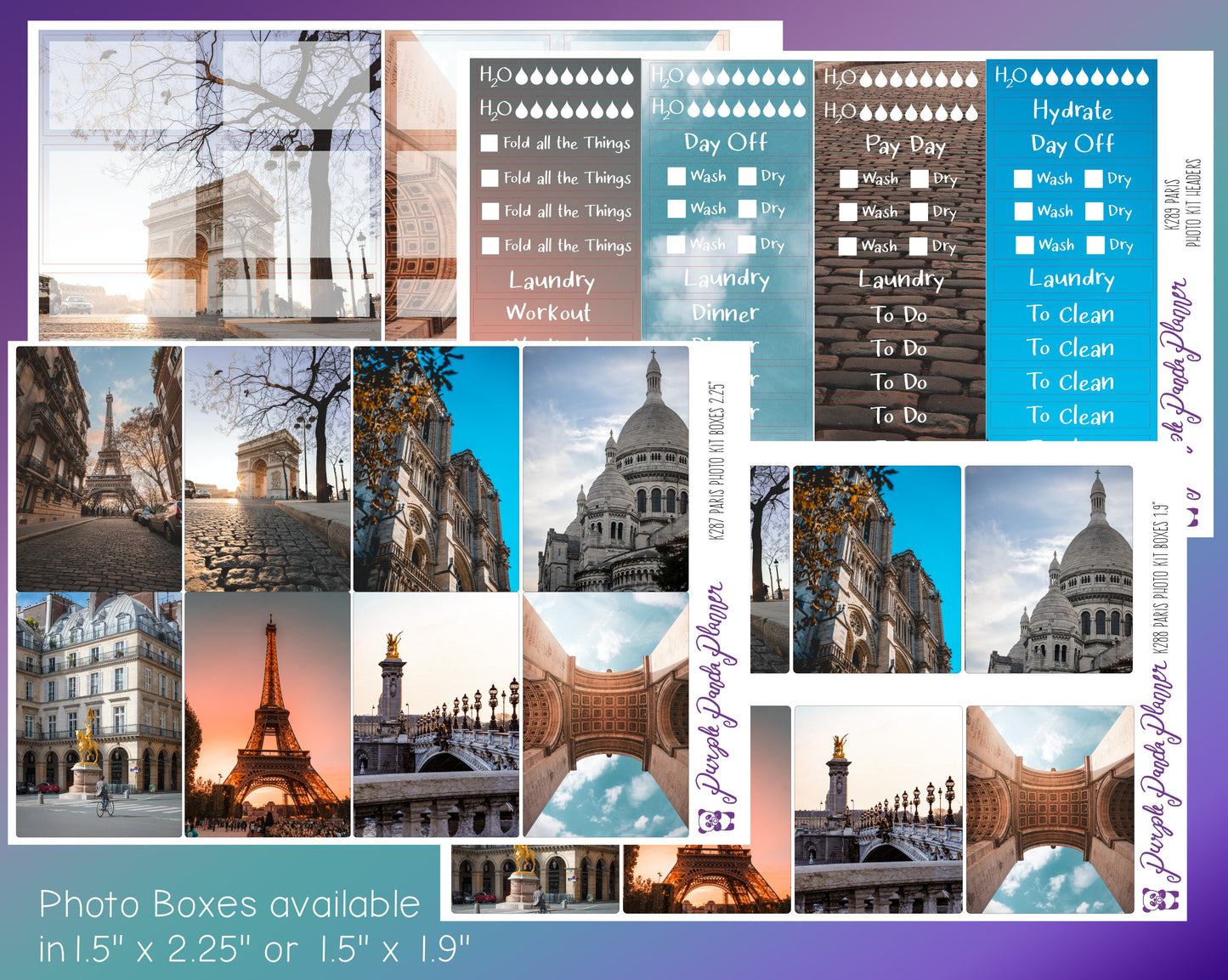 Vertical Weekly Photo Kit | Paris | Stickers for Planner, or Bullet Journal (K287-290)
