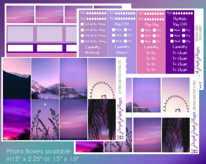 Vertical Weekly Photo Kit | Purple Sunset | Stickers for Planner, or Bullet Journal (K070/K291)