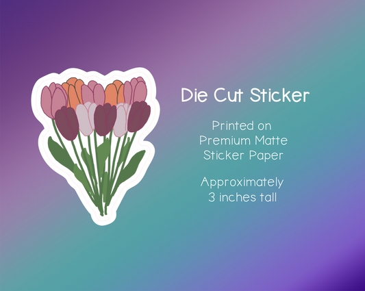 Die Cut Sticker - Spring Tulips - Premium Matte Sticker