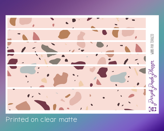 Pink Terrazzo Washi Sticker Strips on Clear Matte |W006|