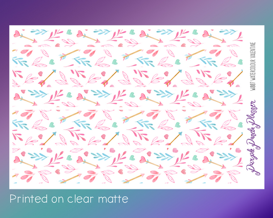 Watercolour Valentine Washi Sticker Strips on Clear Matte |W007|