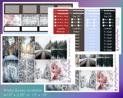 Vertical Weekly Photo Kit | Winter Forest | Stickers for Planner, or Bullet Journal (K209)