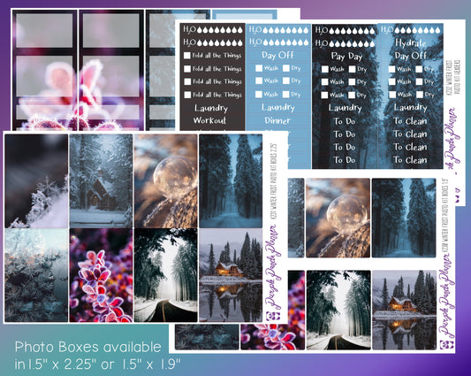 Vertical Weekly Photo Kit | Winter Frost | Stickers for Planner, or Bullet Journal (K230-233)